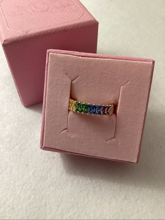 Swarovski Jewelry - Swarovski Multicolored Baguette Cut Gold-Tone Plated Matrix Ring size 6.5